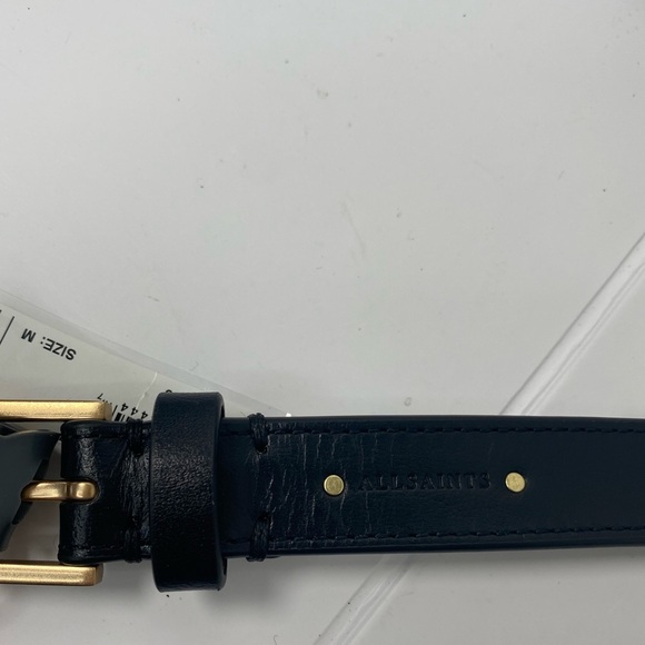 All Saints NWT Designer Luxury Black Belt with Gold Accents Medium main image 5